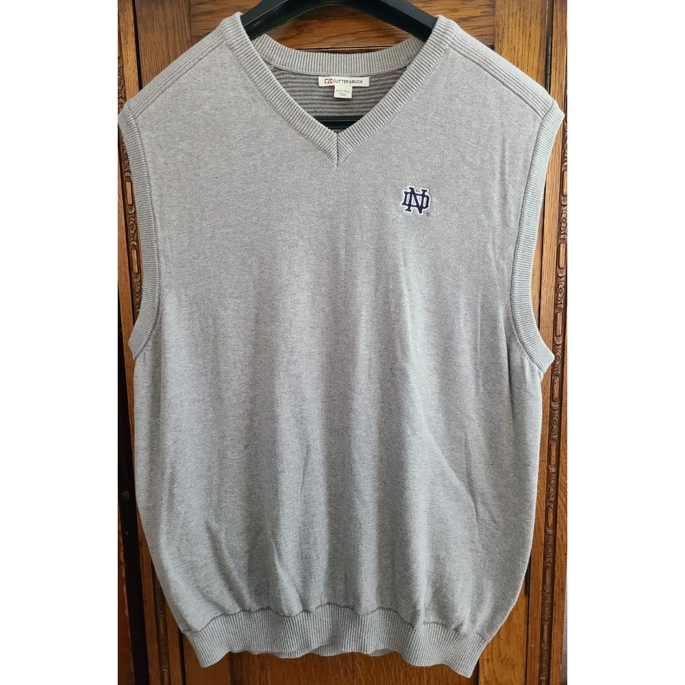 Cutter & Buck Notre Dame Fighting Irish Mens XLT Gray V-Neck Sweater Vest